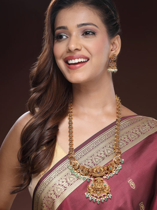 Luxury Beaded Necklace Featuring Ruby, Emerald & Zircon