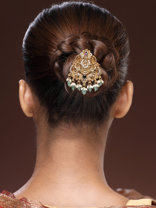 Auspicious Goddess Laxmi Brooch with Gemstone Sparkle