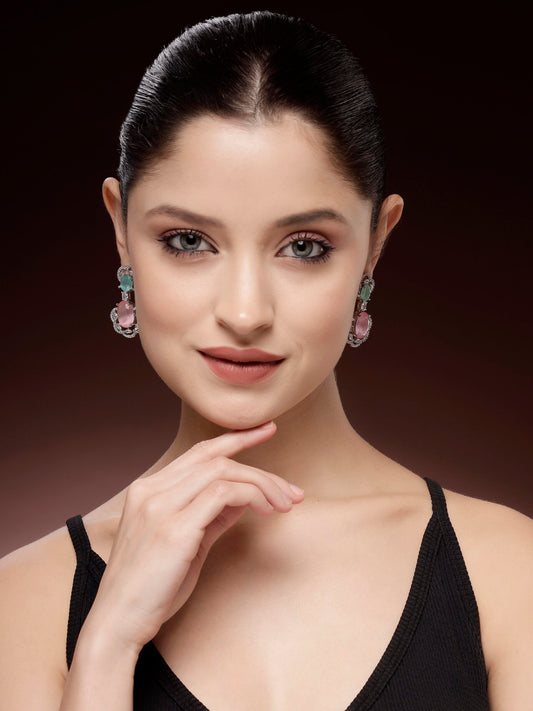 Zircon Earrings | Pink & Mint