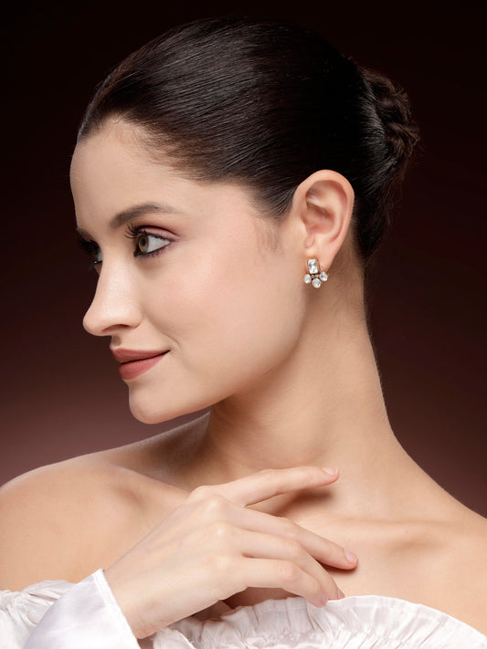 92.5 Silver Luxury Moissanite and Zircon Studs in High-Polis