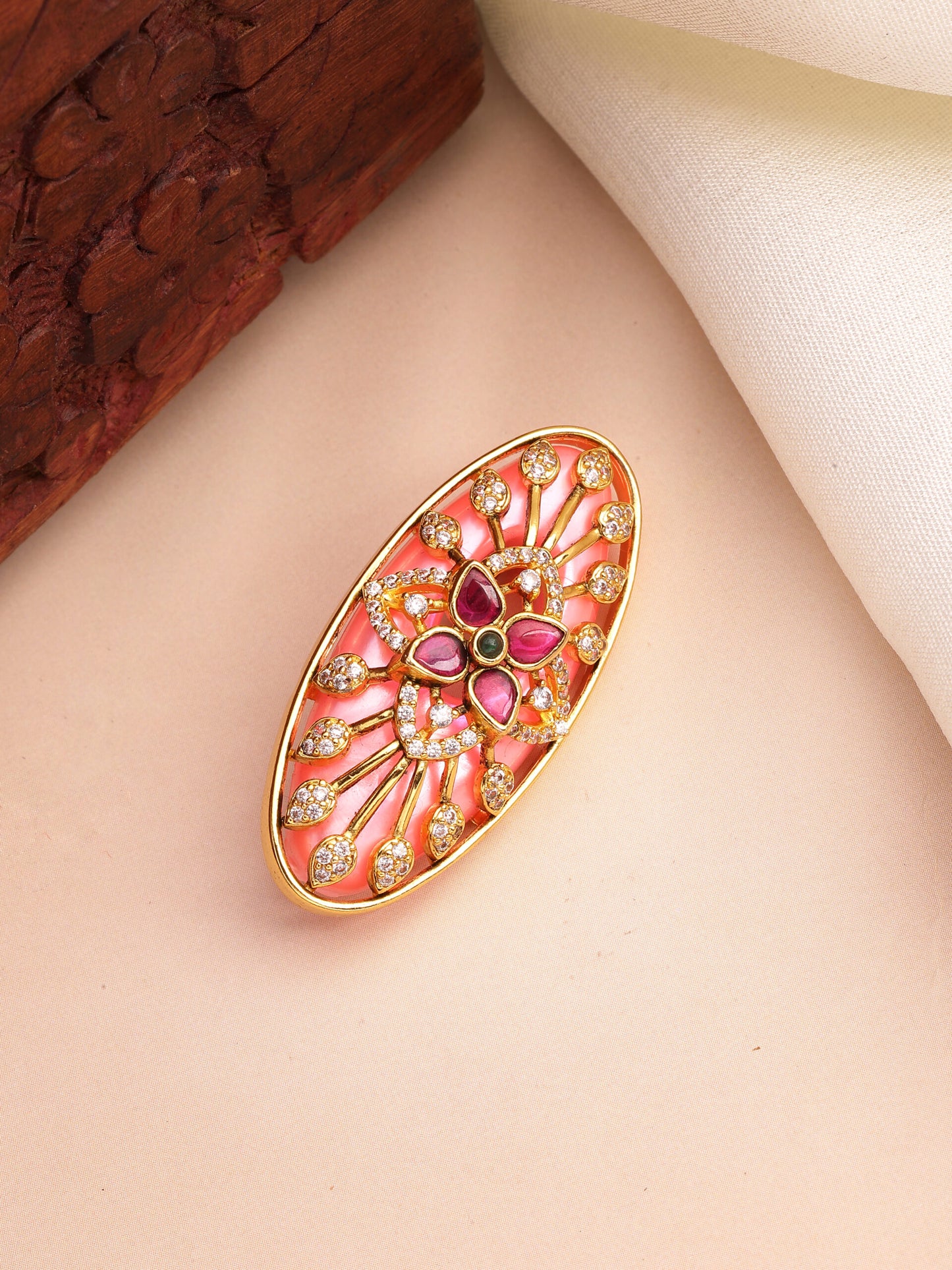 Regal Ruby & Zircon Traditional Brooch