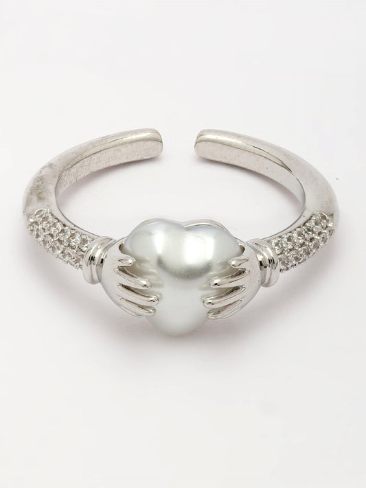 Mother Of Pearl & Zircon Gemstone Ring