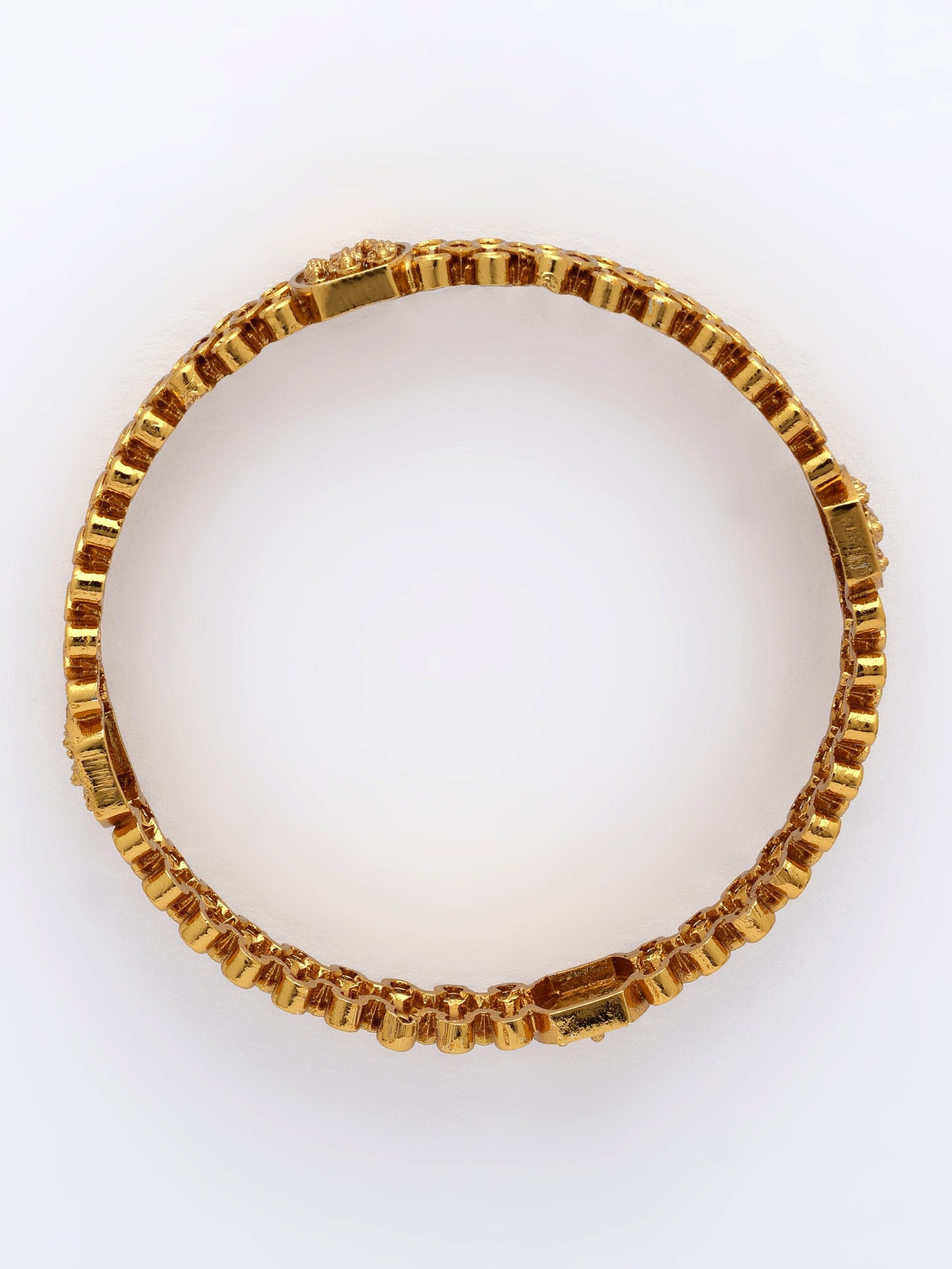 Ram Parivar Bangle With Ruby & Zircon, High Gold Polish