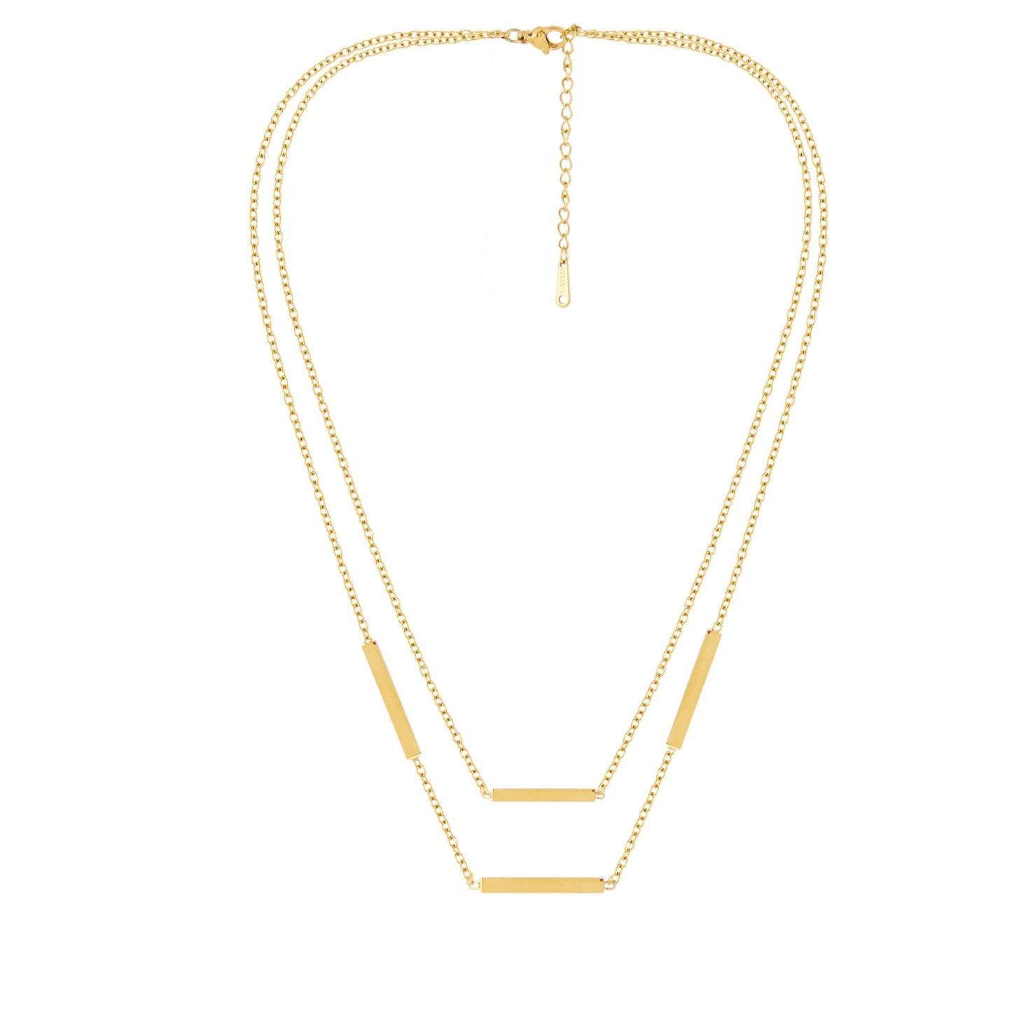 Layered Gold Bar Pendant Necklace for Women