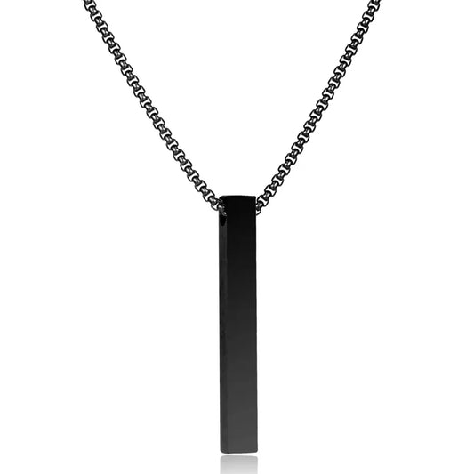 Modern Black Bar Pendant Chain Necklace For Men