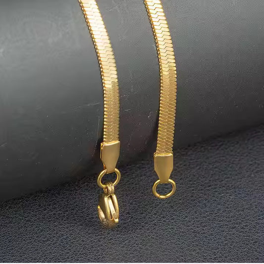 Smooth Gold Finish Snake Chain Necklace for Men
