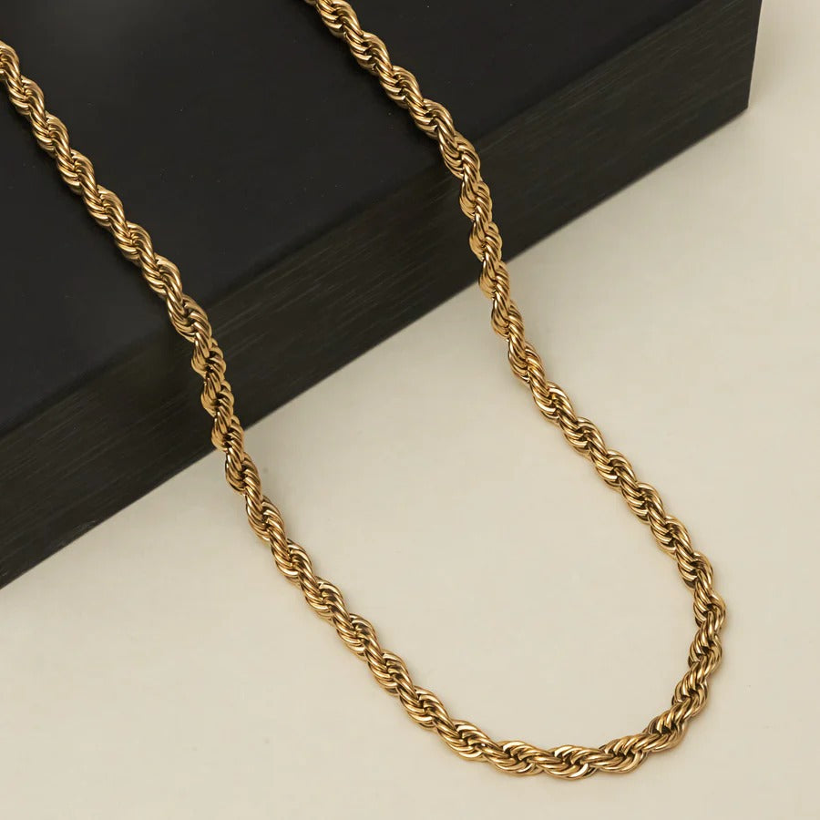 Urban Style Gold Rope Chain Necklace For Men (21.5 Inch)