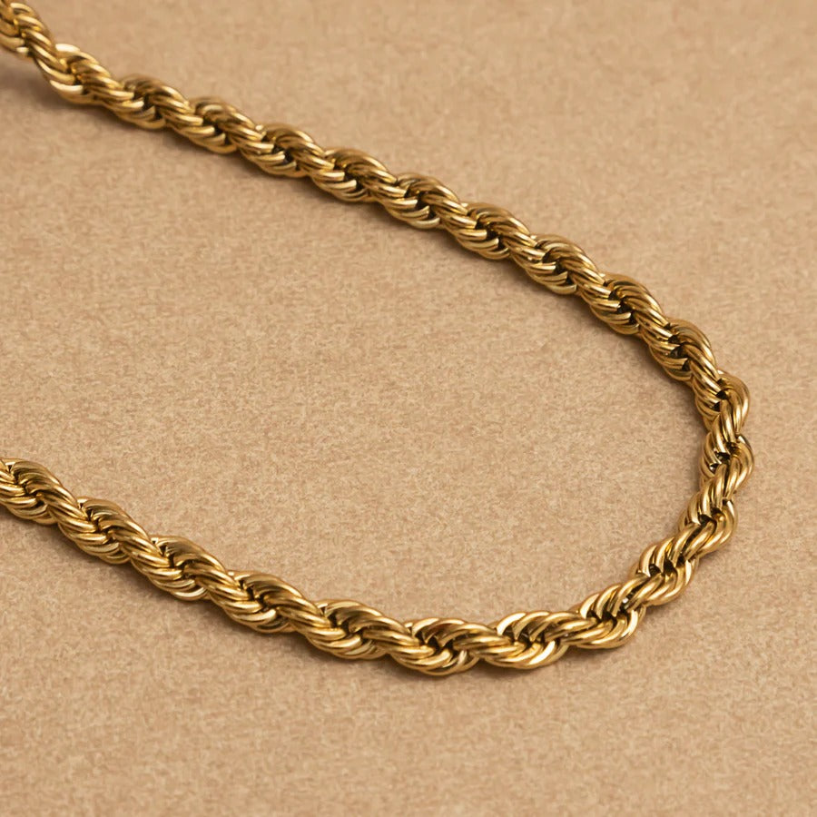 Urban Style Gold Rope Chain Necklace For Men (21.5 Inch)