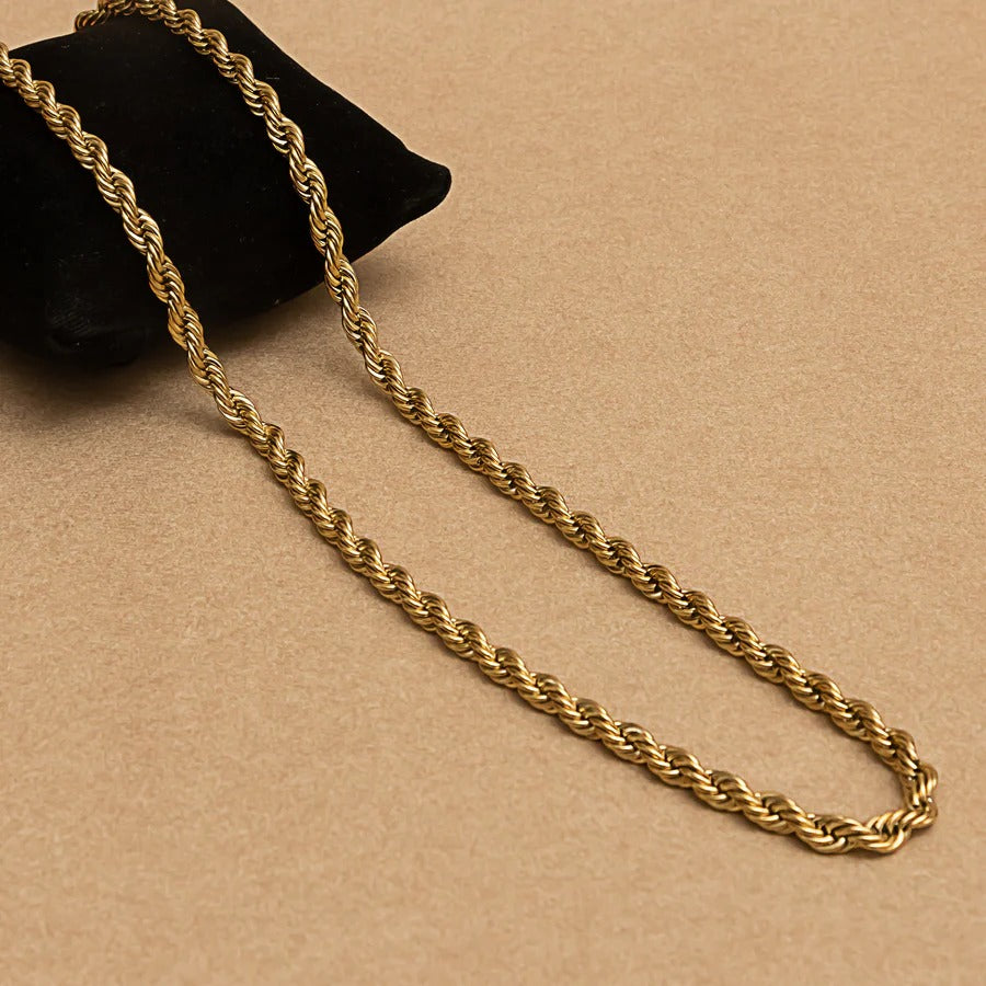 Urban Style Gold Rope Chain Necklace For Men (21.5 Inch)