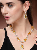 Zircon Western Necklace Set: Elegant Style - Yellow