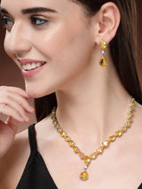 Premium Zircon Necklace Set - Yellow