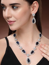 Zircon Western Necklace Set: Elegant Style - Blue