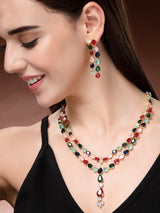 Traditional Trendy Zircon Necklace Set - Multi Color
