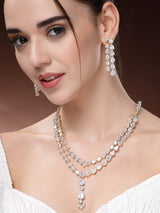 Traditional Trendy Zircon Necklace Set - White