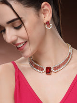 Zircon Necklace - Red