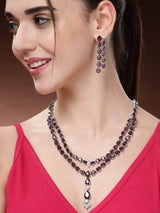 Traditional Trendy Zircon Necklace Set - Purple
