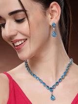 Premium Zircon Necklace Set - Aqua