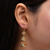 Women’s Heart-Shaped Light Green Diamond Drop Earrings