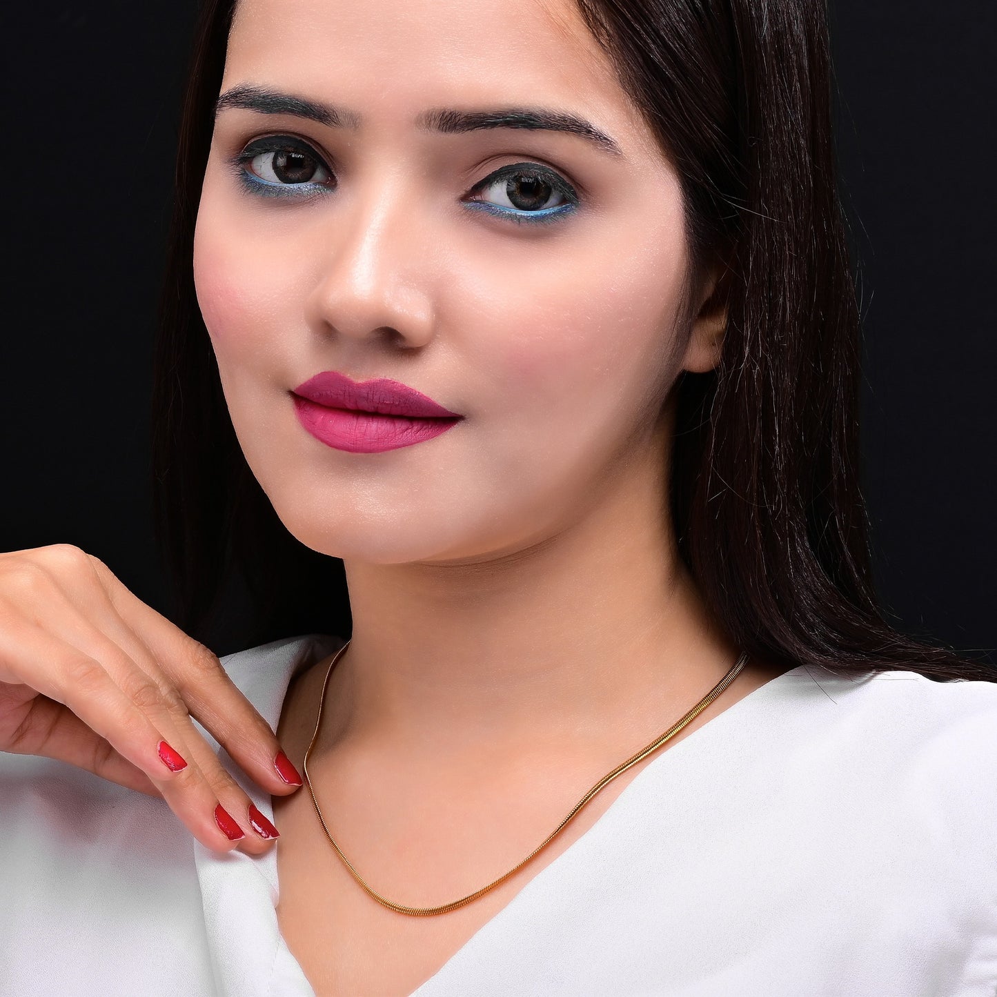 Shiny Gold Tone Snake Necklace Chain For Women