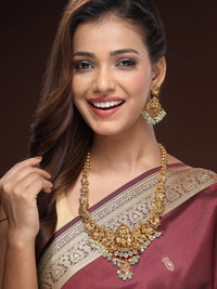 Divine Radha-Krishna Necklace with Gemstone Nakshi Design