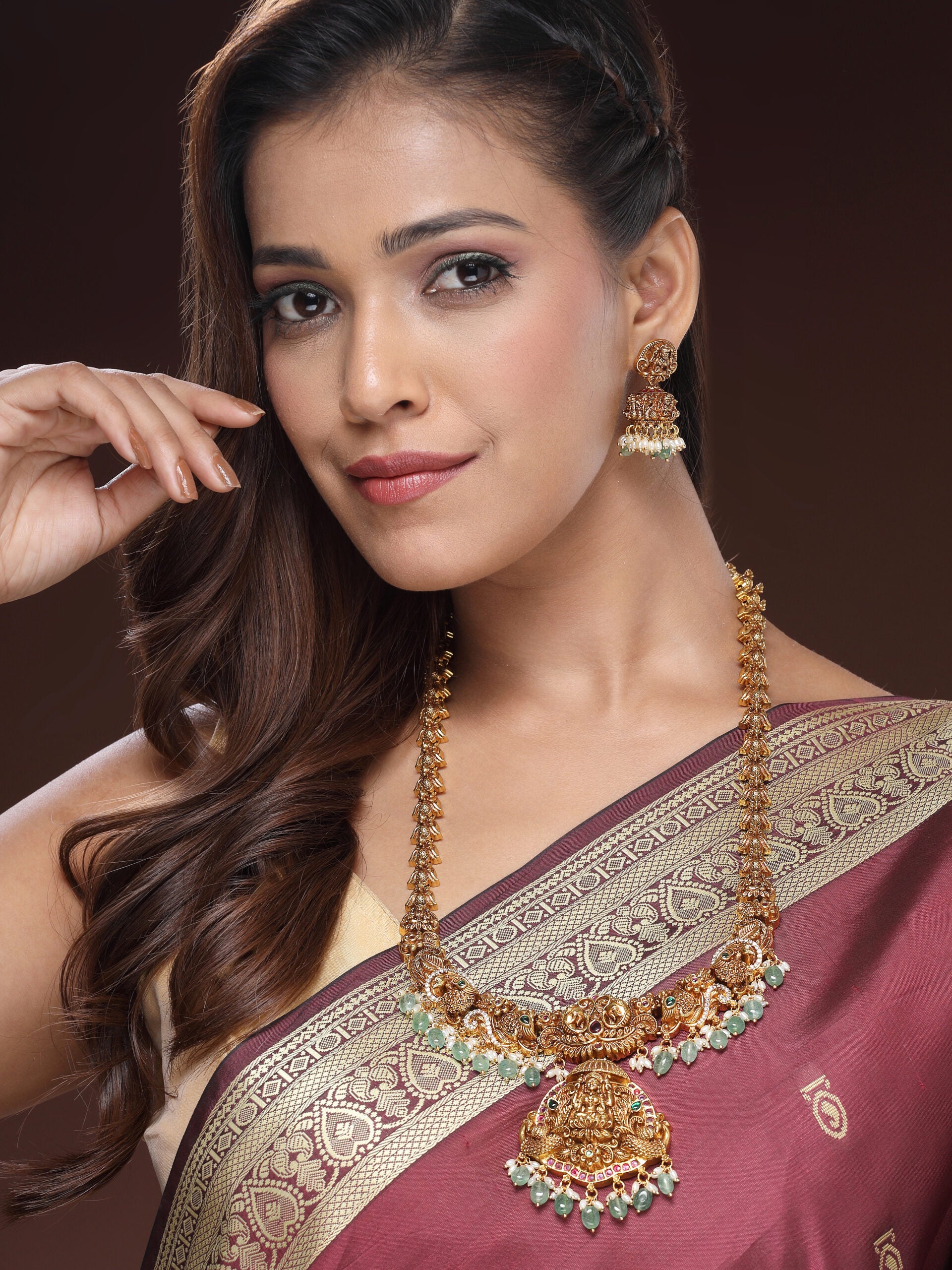 Luxury Beaded Necklace Featuring Ruby, Emerald & Zircon