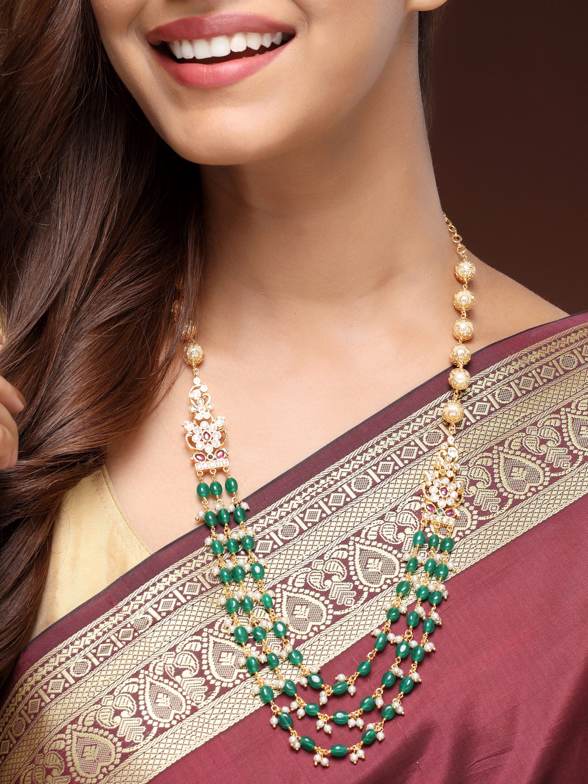 Luxurious Ruby & Emerald Bead Necklace