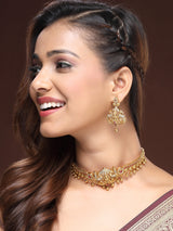 Divine Ruby & Zircon Goddess Laxmi Choker – Traditional Elegance