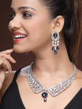 Regal White Zircon & Purple Stone Collar Necklace Set