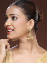Heritage Nakshi Jhumka Adorned With Emerald, Zircon & Lustrous Pearls