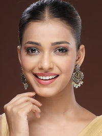 Heritage Nakshi Chandbali Adorned With Moissanite, Pearl & Emerald Beads