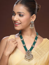 Luxury Moissanite Haaram Adorned With Emerald Beads and Premium Pearls