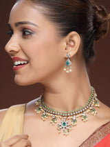 Luxury Moissanite and Emerald Necklace Set With Zircon Accents and Rice Beads