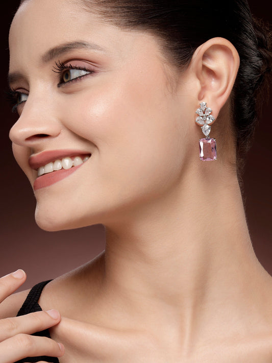 Zircon Earrings - Pink