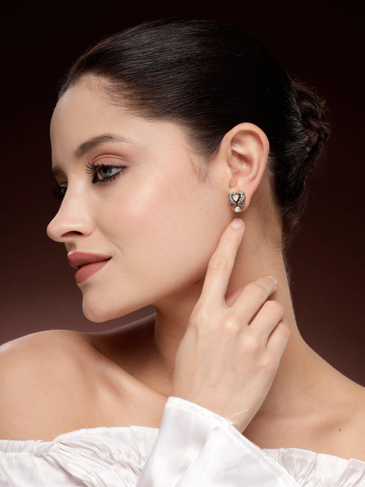 92.5 Silver Elegant Ruby & Moissanite Zircon Studs