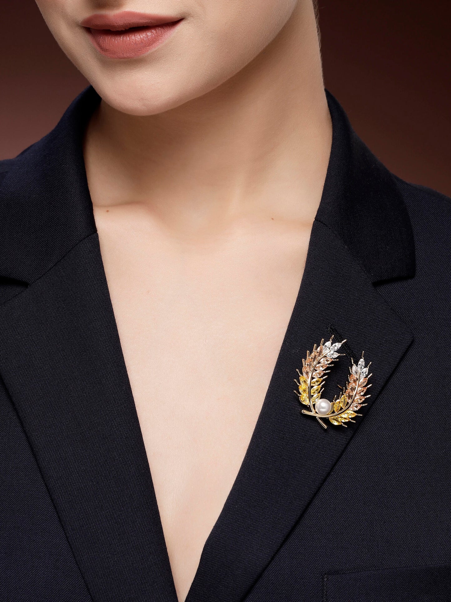 Elegant Multi-Zircon and Pearl Brooch