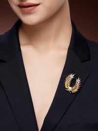 Elegant Multi-Zircon and Pearl Brooch