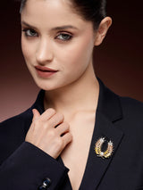 Elegant Multi-Zircon and Pearl Brooch