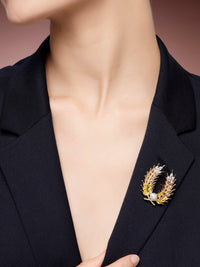 Elegant Multi-Zircon and Pearl Brooch