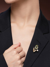 Elegant Zircon & MOP Rose Brooch