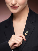 Elegant Zircon & MOP Rose Brooch