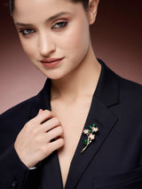 Regal Emerald Ruby & Zircon Brooch