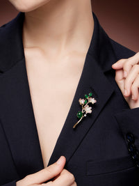 Regal Emerald Ruby & Zircon Brooch