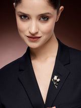 Elegant Zircon & Rose Brooch