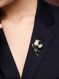 Elegant Zircon & Rose Brooch