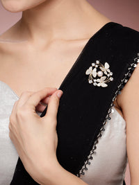 Elegant Zircon & Real Pearl Brooch