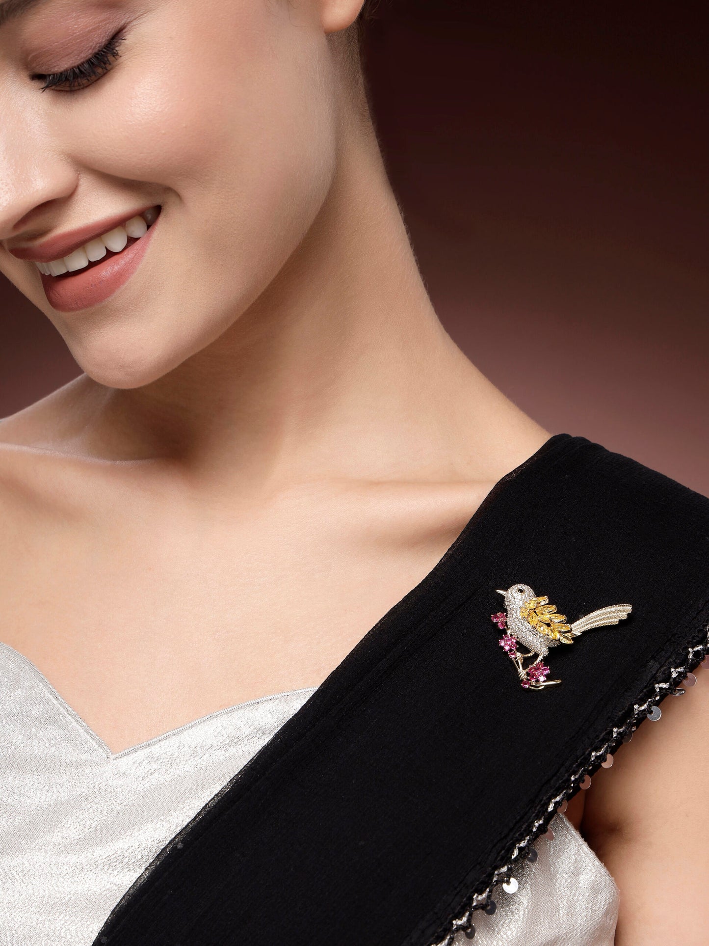 Sparkling Multi-Zircon Accent Brooch
