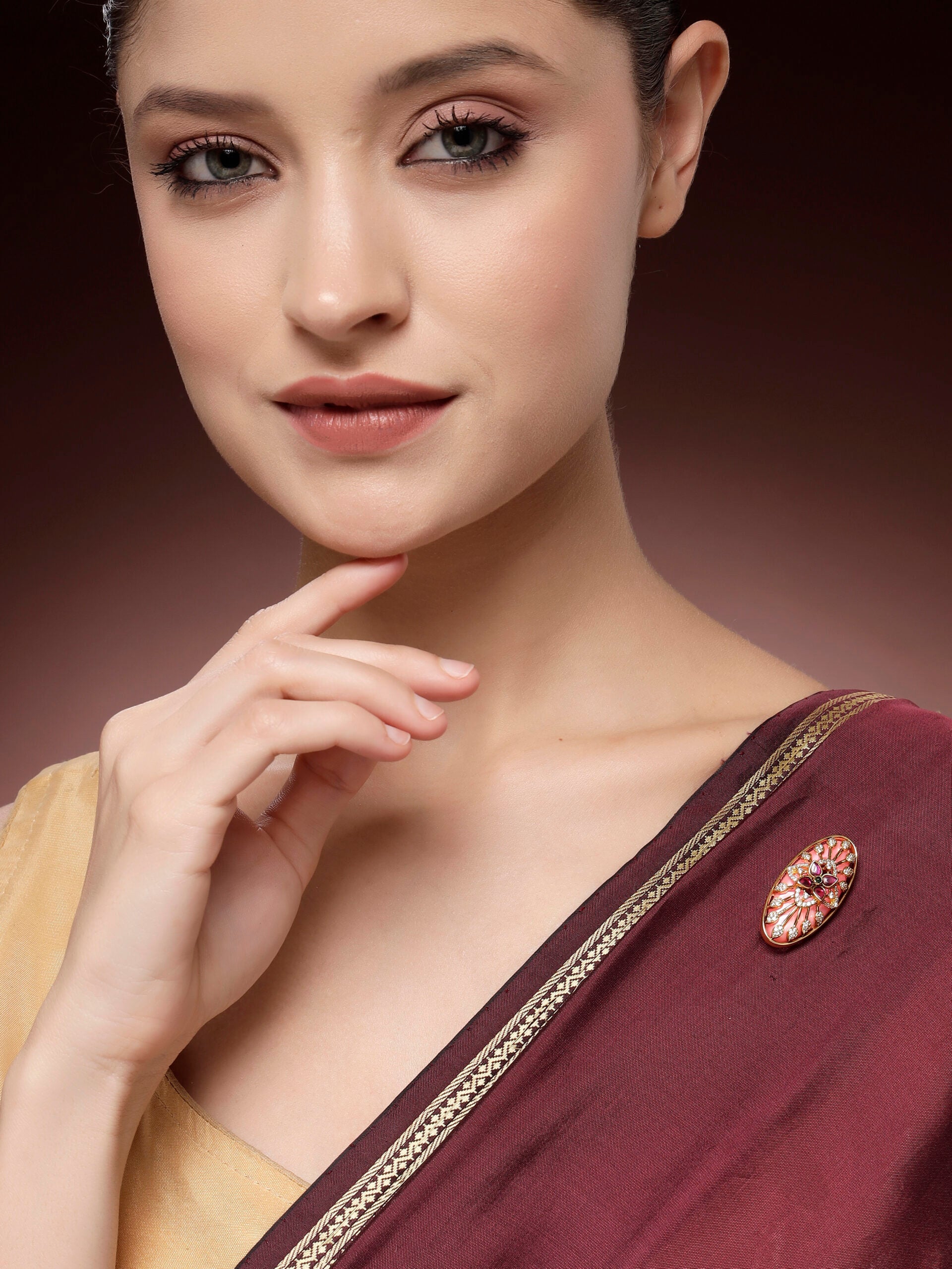 Regal Ruby & Zircon Traditional Brooch