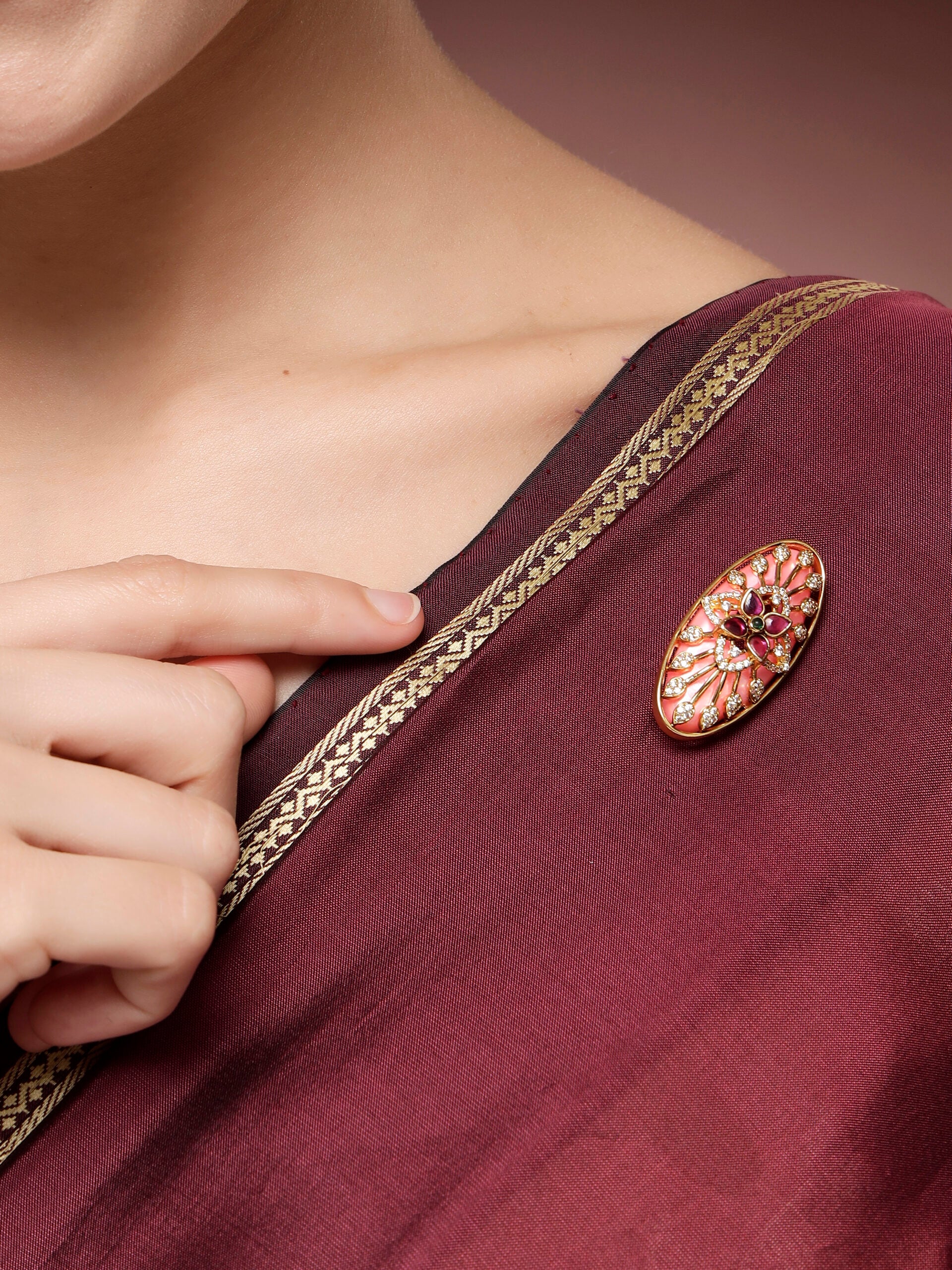 Regal Ruby & Zircon Traditional Brooch
