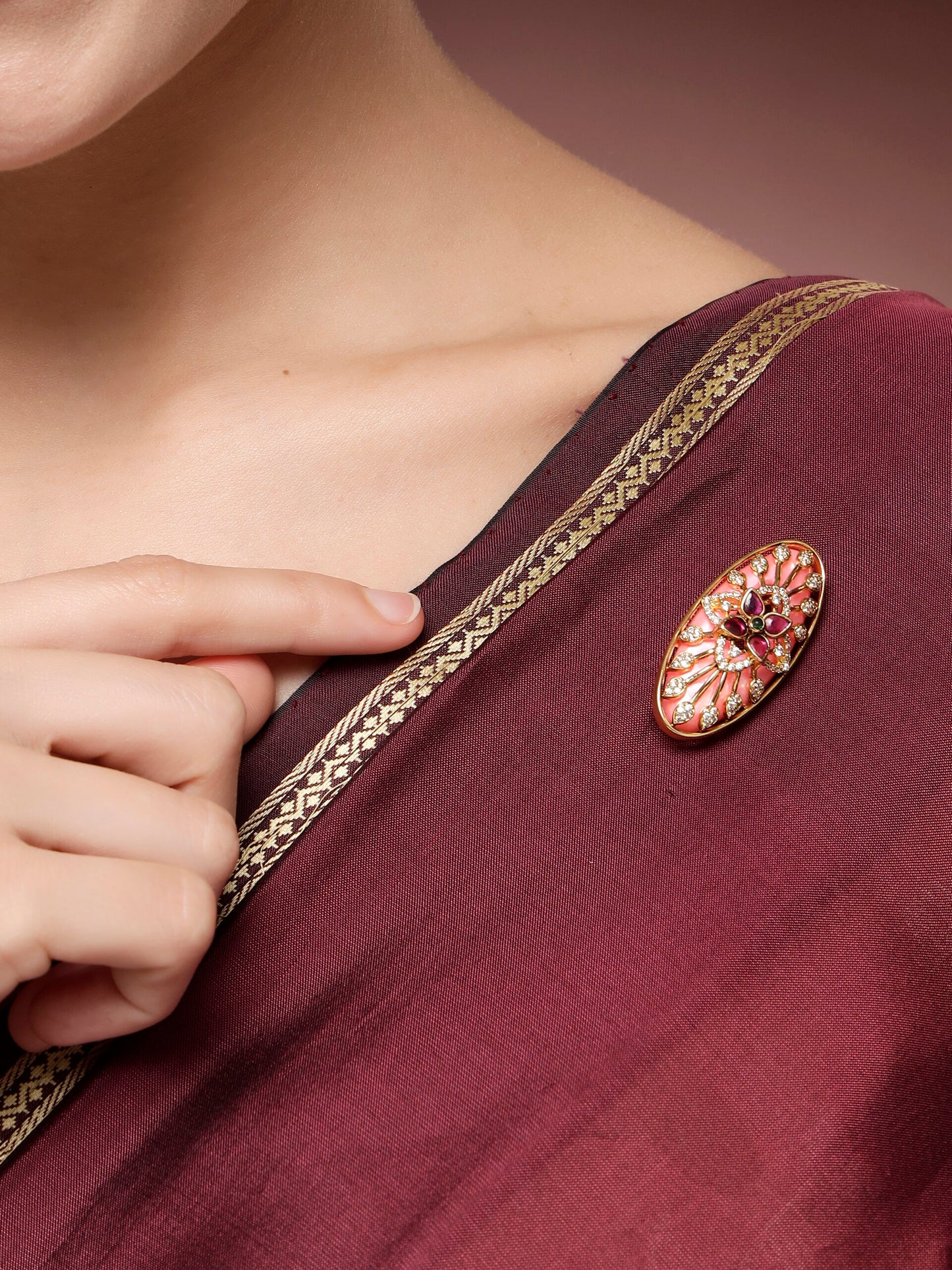 Regal Ruby & Zircon Traditional Brooch