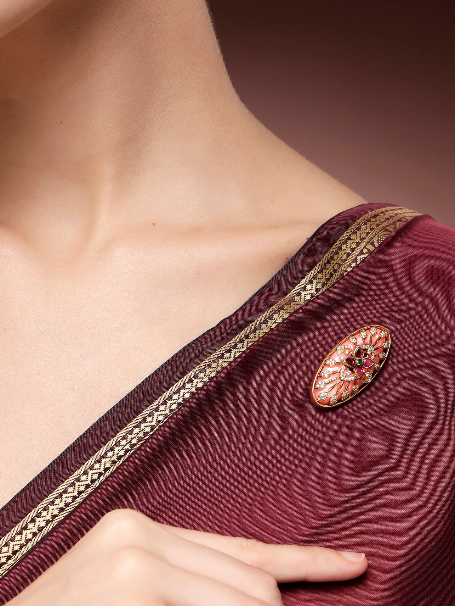 Regal Ruby & Zircon Traditional Brooch